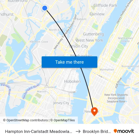 Hampton Inn-Carlstadt Meadowlands to Brooklyn Bridge map