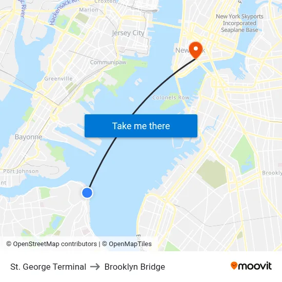 St. George Terminal to Brooklyn Bridge map