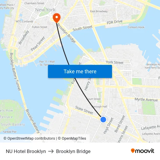 NU Hotel Brooklyn to Brooklyn Bridge map