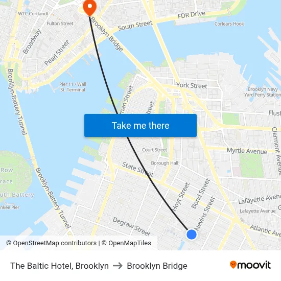 The Baltic Hotel, Brooklyn to Brooklyn Bridge map
