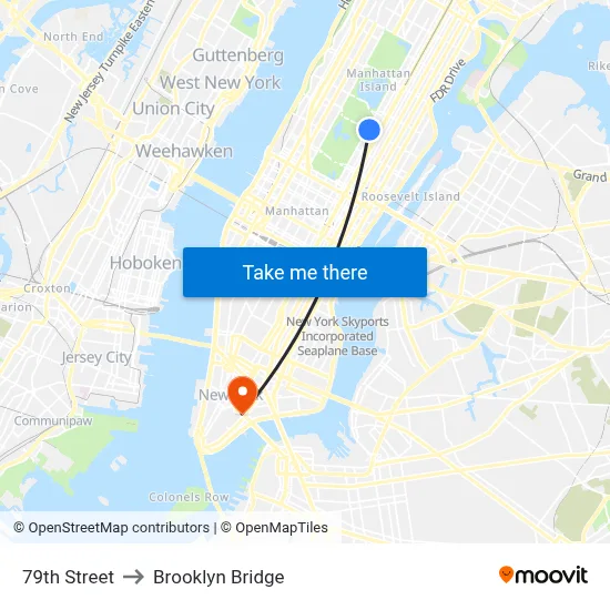 79th Street to Brooklyn Bridge map