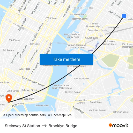 Steinway St Station to Brooklyn Bridge map