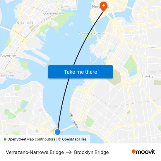 Verrazano-Narrows Bridge, Verrazano-Narrows Bridge, Brooklyn, NY, USA to Brooklyn Bridge map