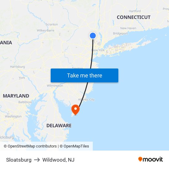 Sloatsburg to Wildwood, NJ map