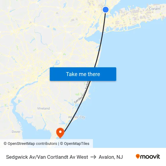 Sedgwick Av/Van Cortlandt Av West to Avalon, NJ map