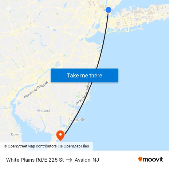 White Plains Rd/E 225 St to Avalon, NJ map