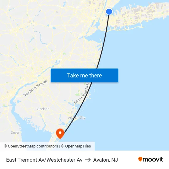 East Tremont Av/Westchester Av to Avalon, NJ map