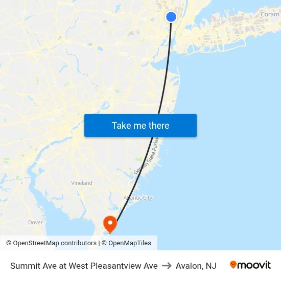 Summit Ave at West Pleasantview Ave to Avalon, NJ map