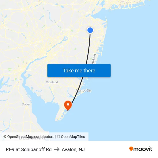 Rt-9 at Schibanoff Rd to Avalon, NJ map