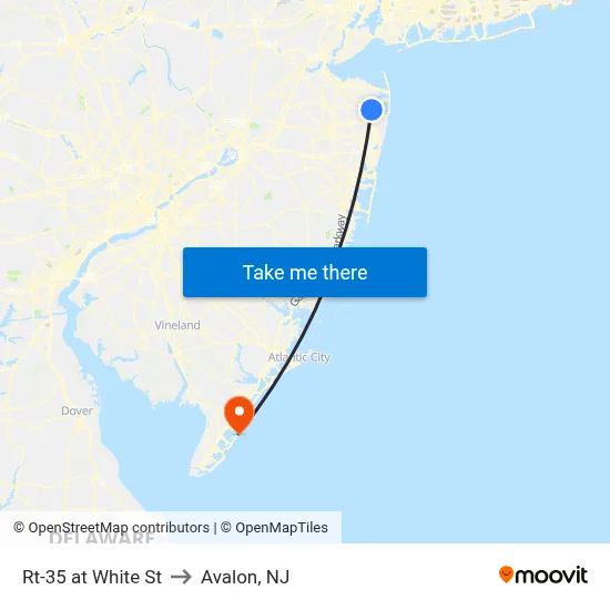 Rt-35 at White St to Avalon, NJ map