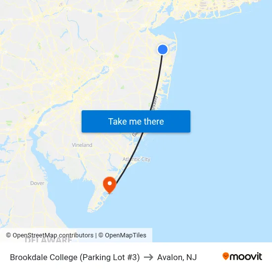 Brookdale College (Parking Lot #3) to Avalon, NJ map
