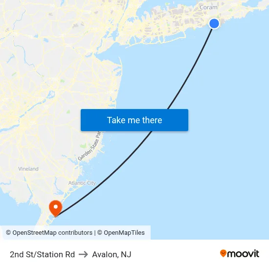 2nd St/Station Rd to Avalon, NJ map