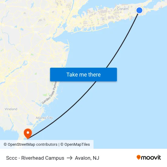 Sccc - Riverhead Campus to Avalon, NJ map