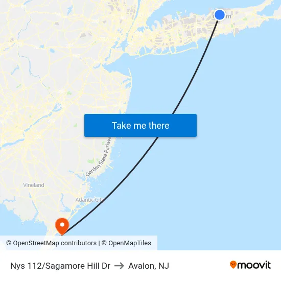 Nys 112/Sagamore Hill Dr to Avalon, NJ map