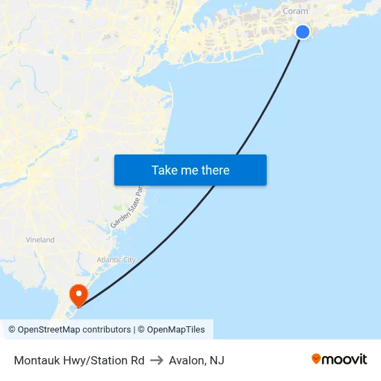 Montauk Hwy/Station Rd to Avalon, NJ map