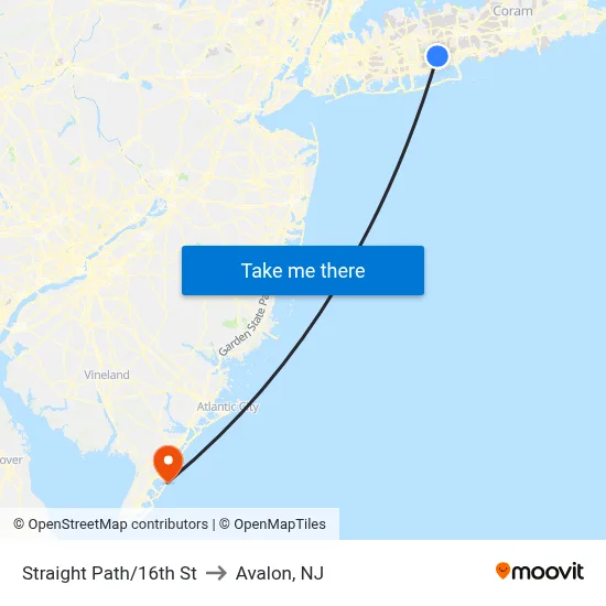 Straight Path/16th St to Avalon, NJ map