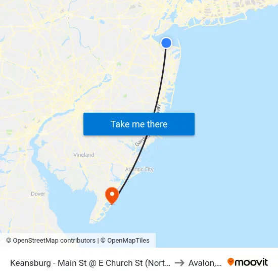 Keansburg -  Main St @ E Church St (Northbound) to Avalon, NJ map