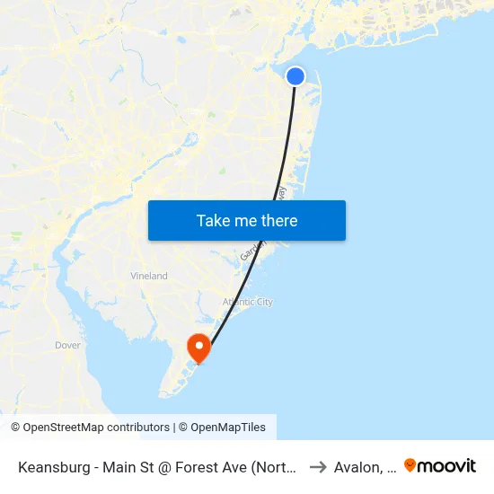 Keansburg -  Main St @ Forest Ave (Northbound) to Avalon, NJ map