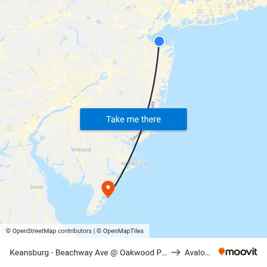 Keansburg -  Beachway Ave @ Oakwood Pl (Northbound) to Avalon, NJ map