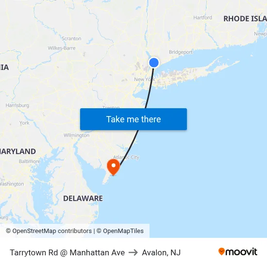 Tarrytown Rd @ Manhattan Ave to Avalon, NJ map