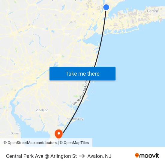 Central Park Ave @ Arlington St to Avalon, NJ map