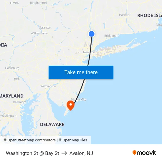 Washington St @ Bay St to Avalon, NJ map