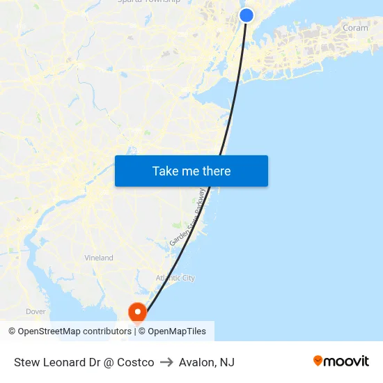 Stew Leonard Dr @ Costco to Avalon, NJ map