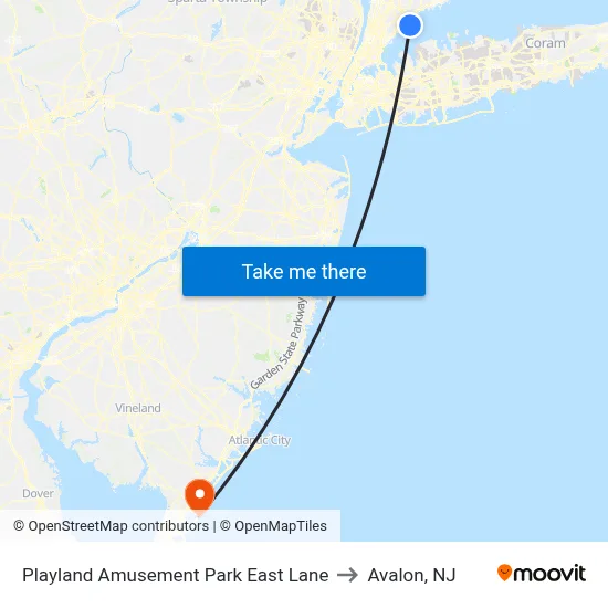 Playland Amusement Park East Lane to Avalon, NJ map