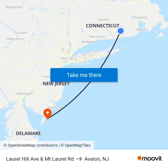 Laurel Hill Ave & Mt Laurel Rd to Avalon, NJ map