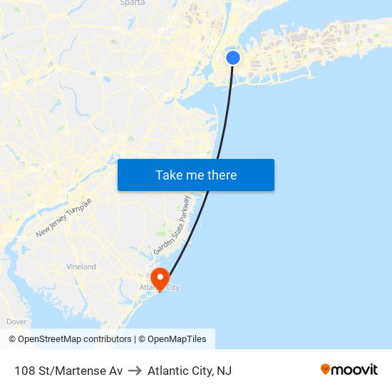 108 St/Martense Av to Atlantic City, NJ map