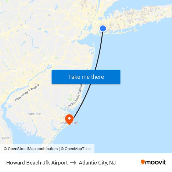 Howard Beach-Jfk Airport to Atlantic City, NJ map