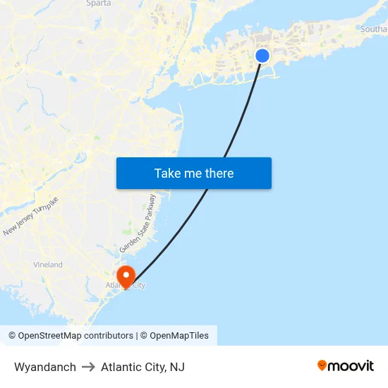 Wyandanch to Atlantic City, NJ map