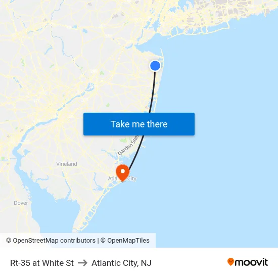 Rt-35 at White St to Atlantic City, NJ map