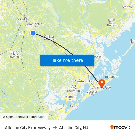 Atlantic City Expressway to Atlantic City, NJ map