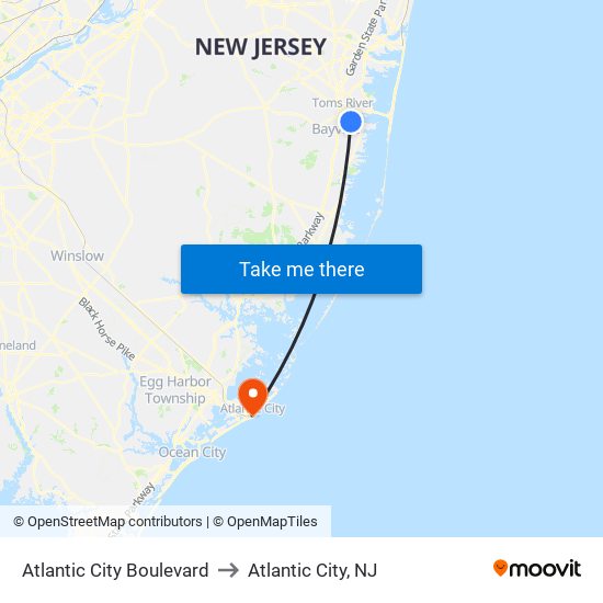 Atlantic City Boulevard to Atlantic City, NJ map