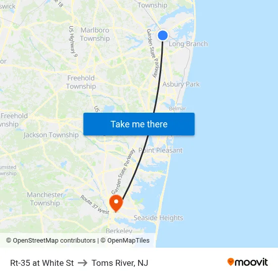 Rt-35 at White St to Toms River, NJ map