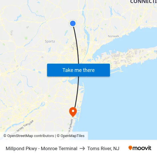 Millpond Pkwy - Monroe Terminal to Toms River, NJ map