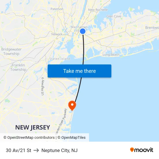 30 Av/21 St to Neptune City, NJ map