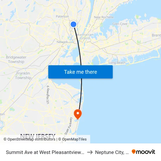 Summit Ave at West Pleasantview Ave to Neptune City, NJ map