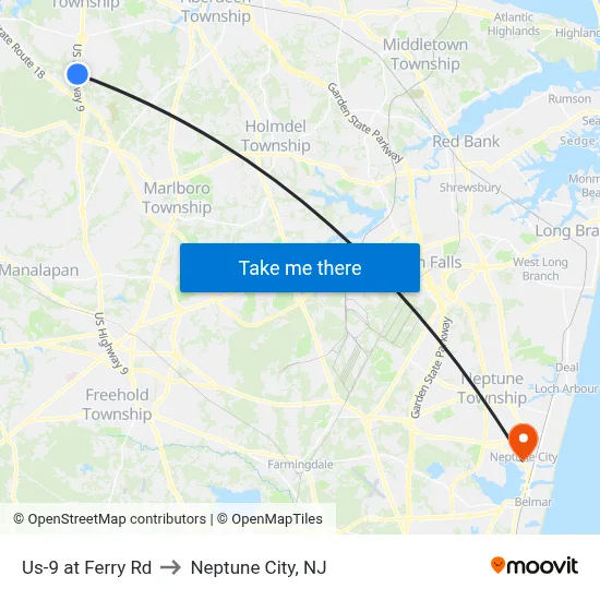 Us-9 at Ferry Rd to Neptune City, NJ map