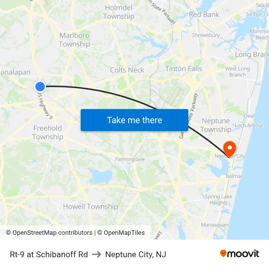 Rt-9 at Schibanoff Rd to Neptune City, NJ map
