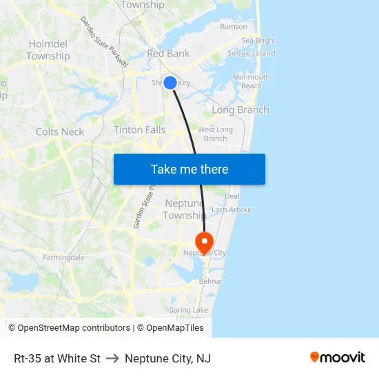 Rt-35 at White St to Neptune City, NJ map