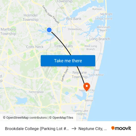 Brookdale College (Parking Lot #3) to Neptune City, NJ map