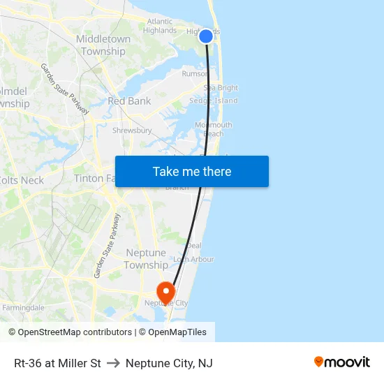 Rt-36 at Miller St to Neptune City, NJ map