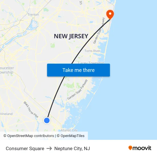 Consumer Square to Neptune City, NJ map
