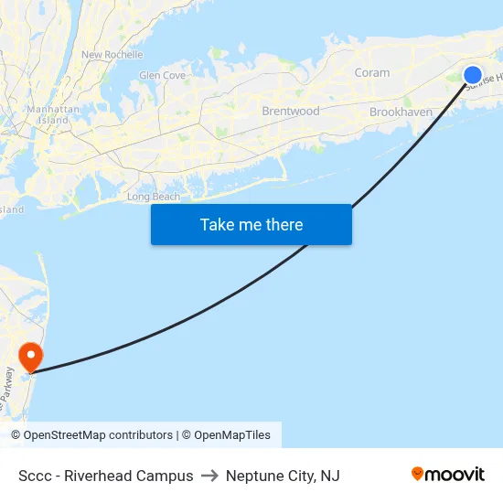 Sccc - Riverhead Campus to Neptune City, NJ map
