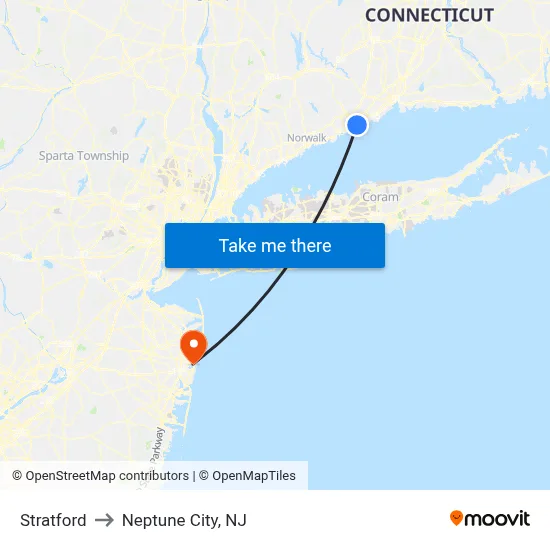 Stratford to Neptune City, NJ map