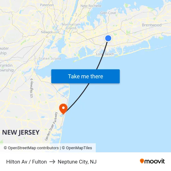 Hilton Av / Fulton to Neptune City, NJ map