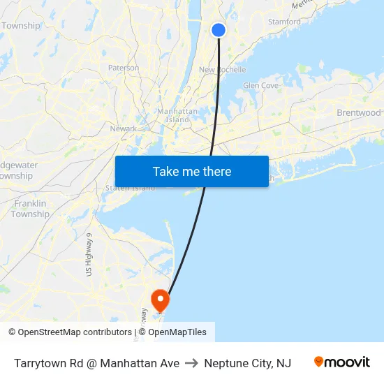Tarrytown Rd @ Manhattan Ave to Neptune City, NJ map