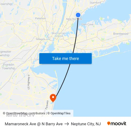 Mamaroneck Ave @ N Barry Ave to Neptune City, NJ map